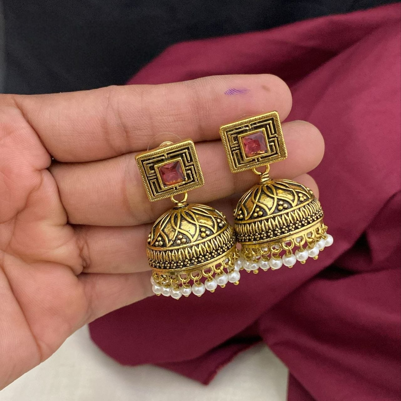 Pearl Charm Jhumkas